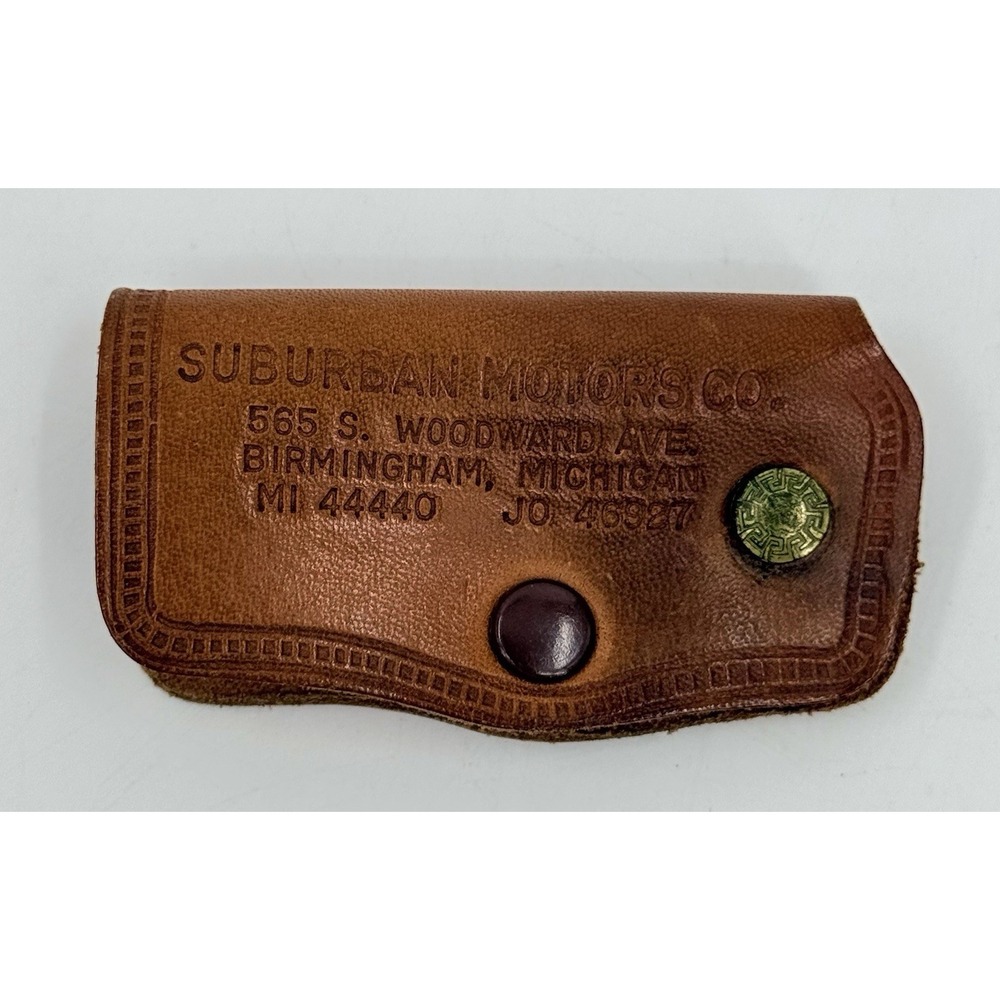 Suburban Motors Oldsmobile Birmingham, MI Brown Advertising Leather Keychain 50s